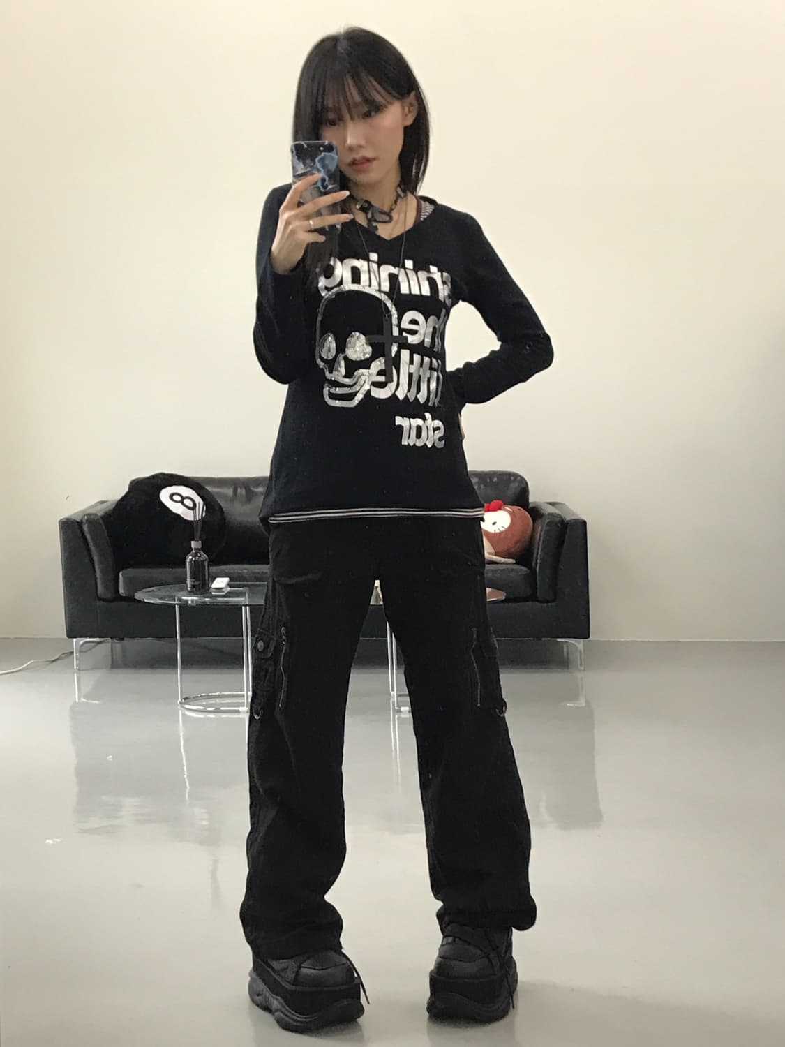 Jpn Skull Graphic Long Sleeve T-Shirts 상품이미지2