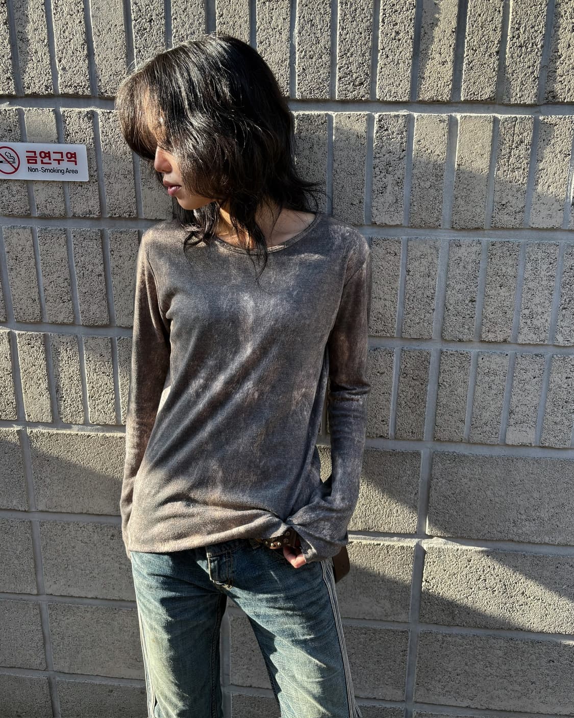 피그먼트 패턴 롱 슬리브 상품이미지1