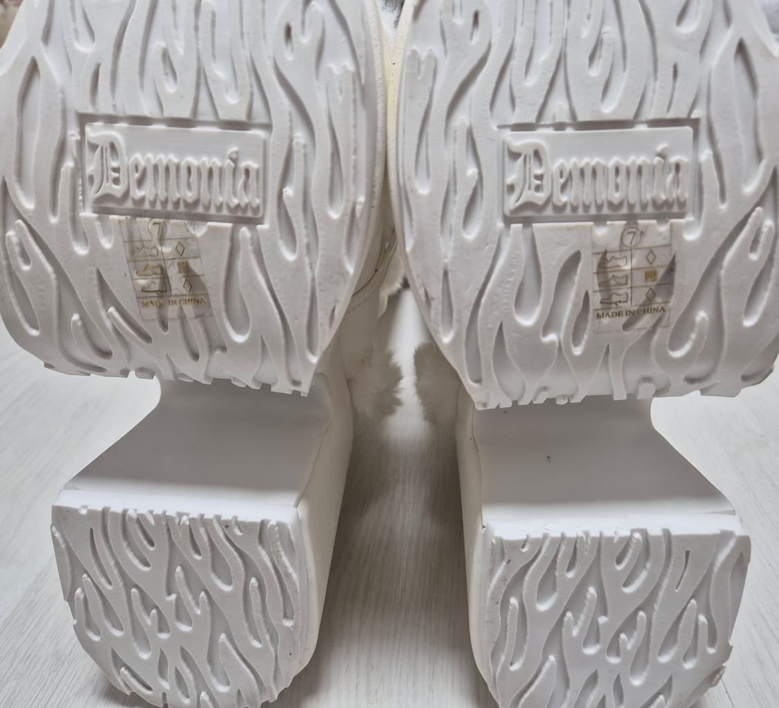 데모니아 카멜311 화이트 퍼 니하이 롱 부츠 240 상품이미지6