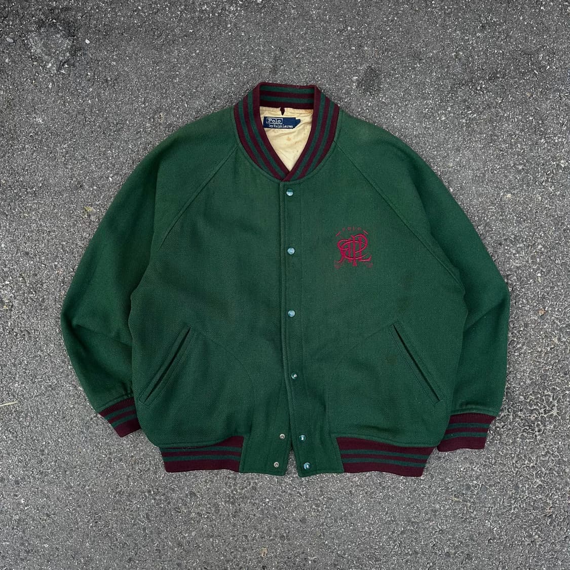 90s 폴로 랄프로렌 자수 울 바시티 자켓 올드스쿨 점퍼 L XL 상품이미지1