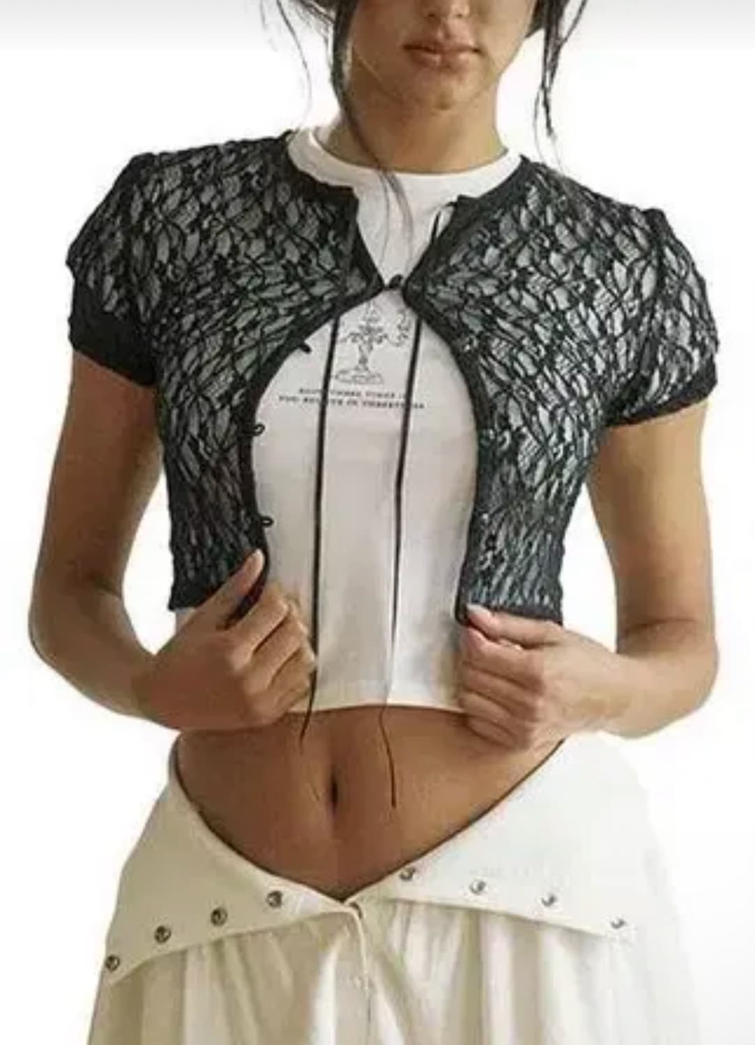 쓰리타임즈 Romantic lace cardigan short[S] 상품이미지1