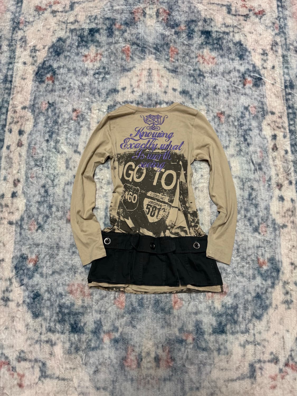 Glitz y2k beige cargo pocket cut sew 상품이미지7