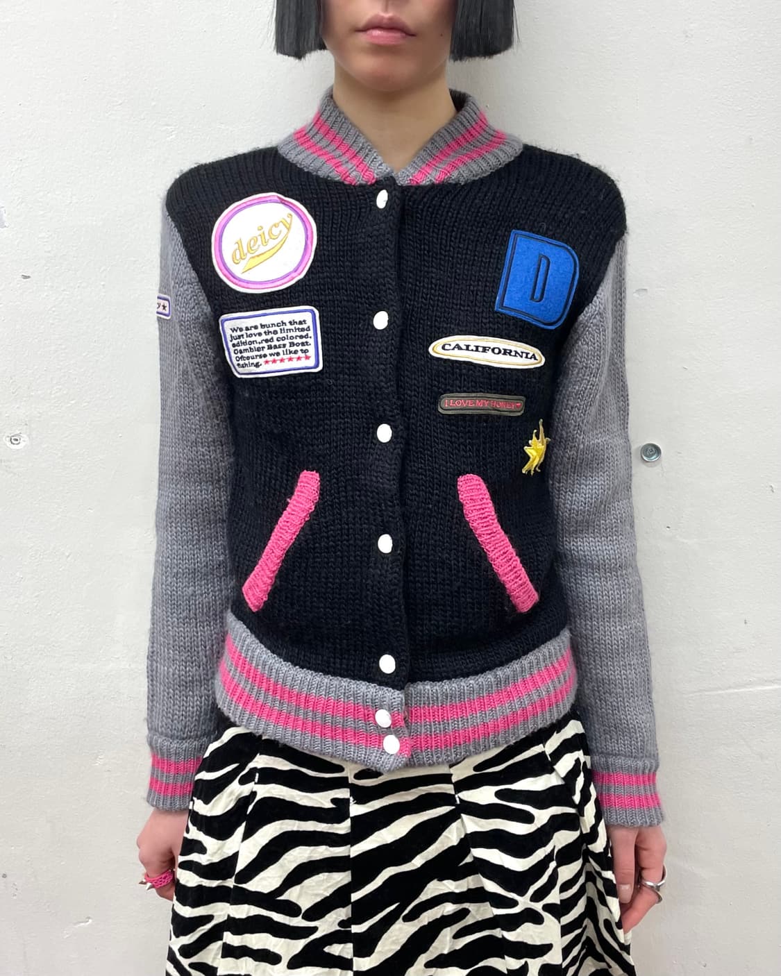 Retro pink knit zip-up  상품이미지1