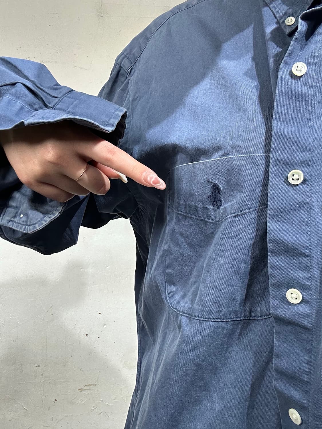 90s 폴로 랄프 로렌 블루 오버핏 셔츠 105 상품이미지4