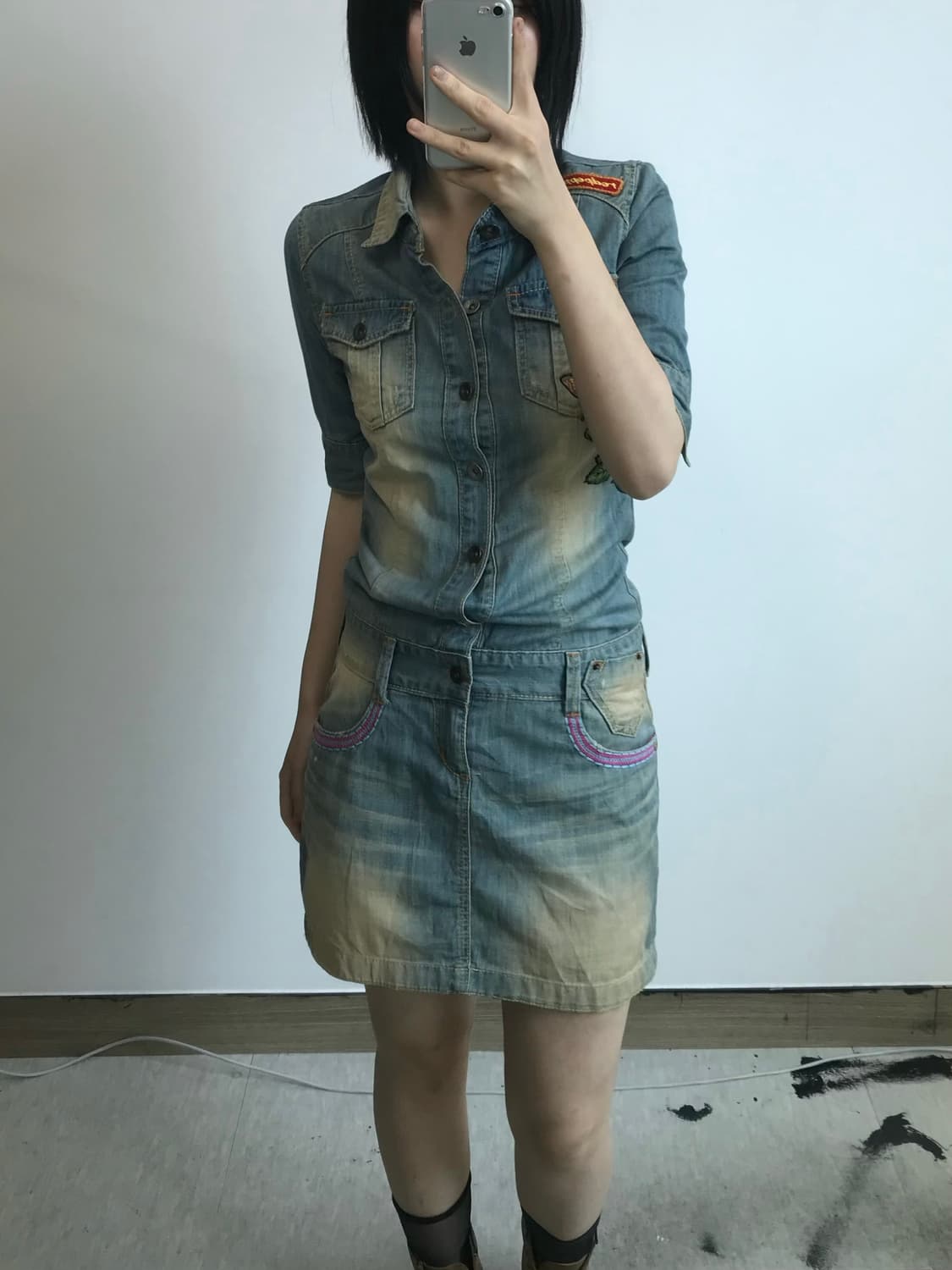 빈티지 레드페퍼 데님 원피스 상품이미지1
