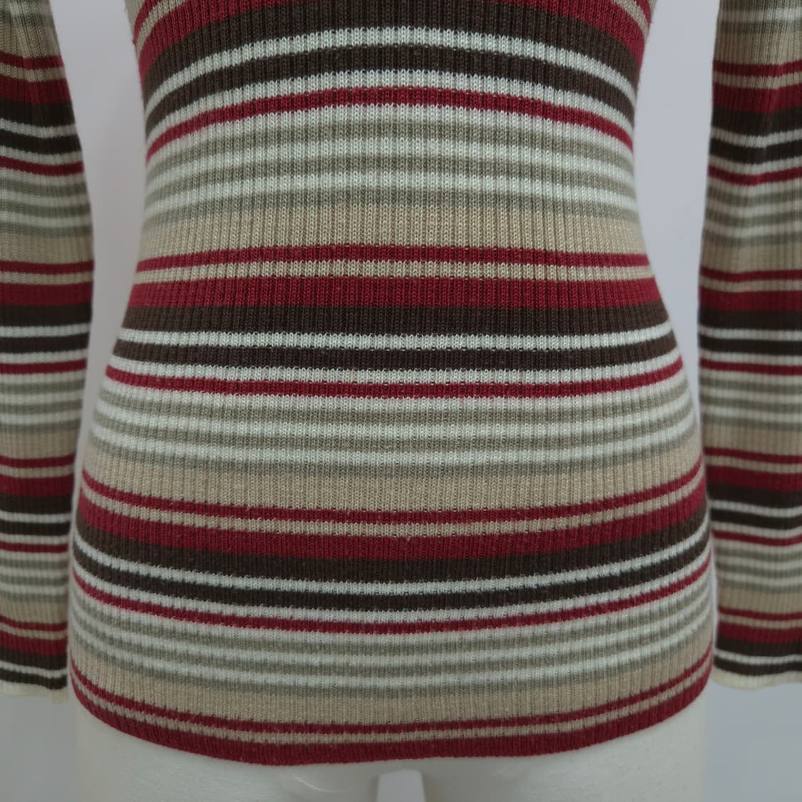 울혼방 터틀넥 스트라이프 슬림핏 골지 니트 상품이미지4