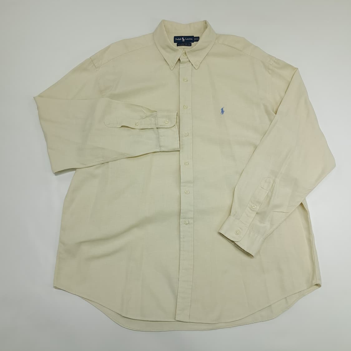 Co986 2XL 폴로 랄프로렌 내추럴 아이보리 코튼린넨 긴팔 셔츠 남방 상품이미지2