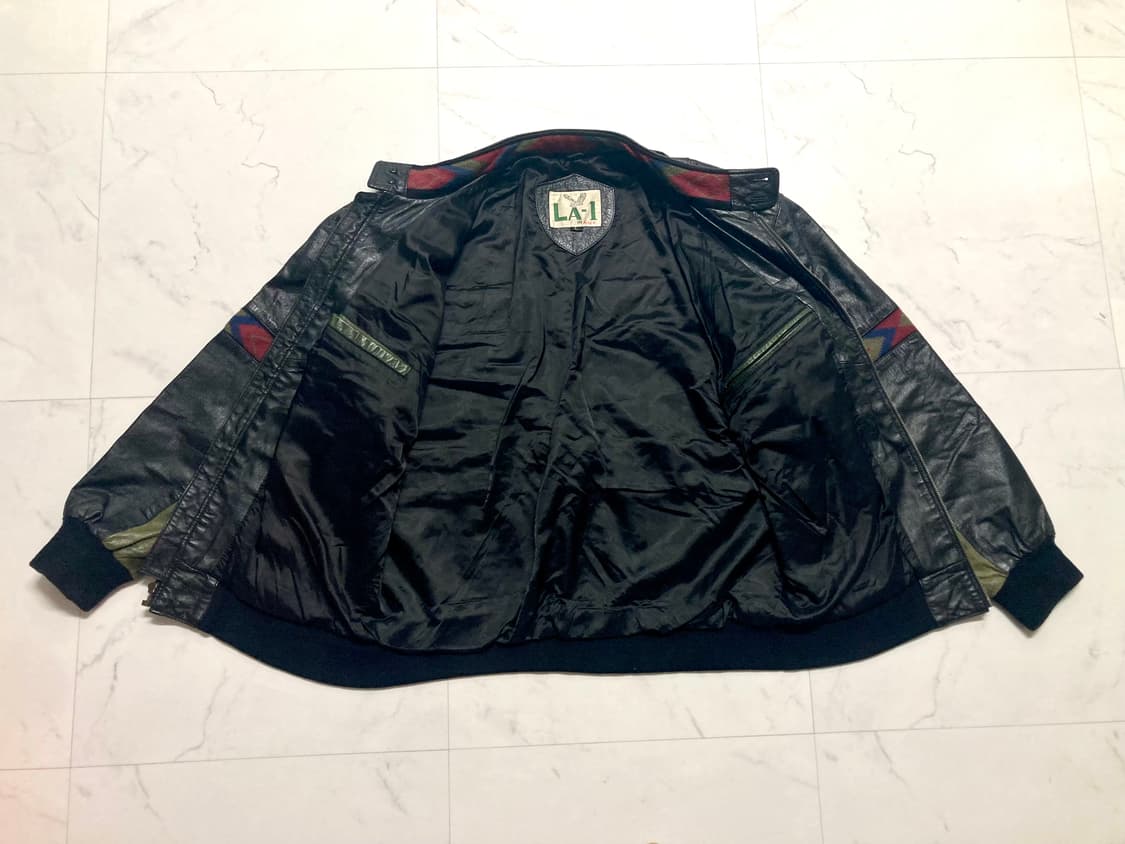 90s 아들러 나바호 리얼 레더 봄버 가죽 자켓 105-110 상품이미지3