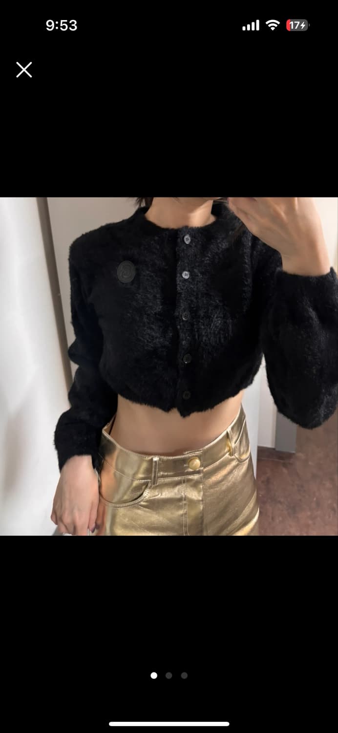 스컬프터 크롭 퍼 와펜 가디건 상품이미지1