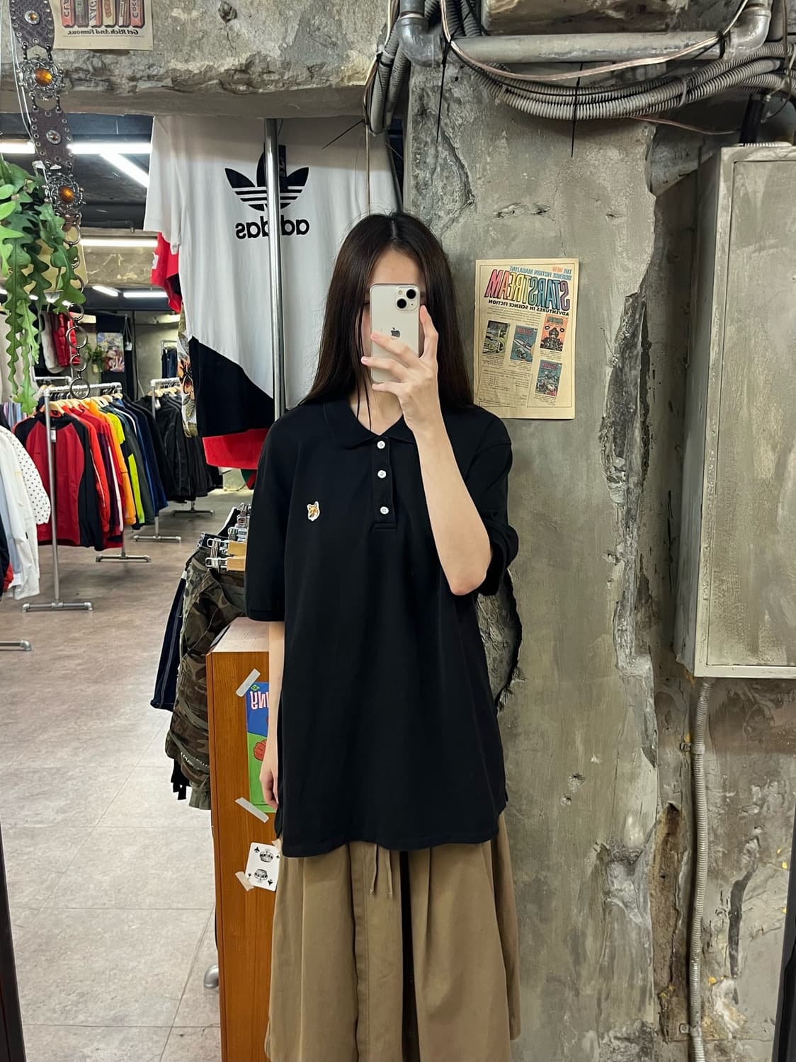 메종키츠네 카라 반팔티 블랙 XL #csz1563 상품이미지2