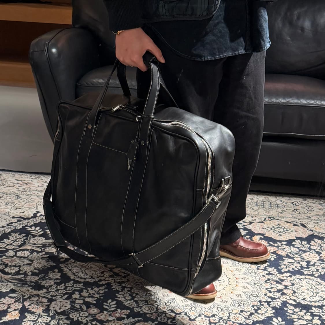 Coach 코치 카우레더 라지 트래블백 보스턴백 수트케이스 상품이미지2