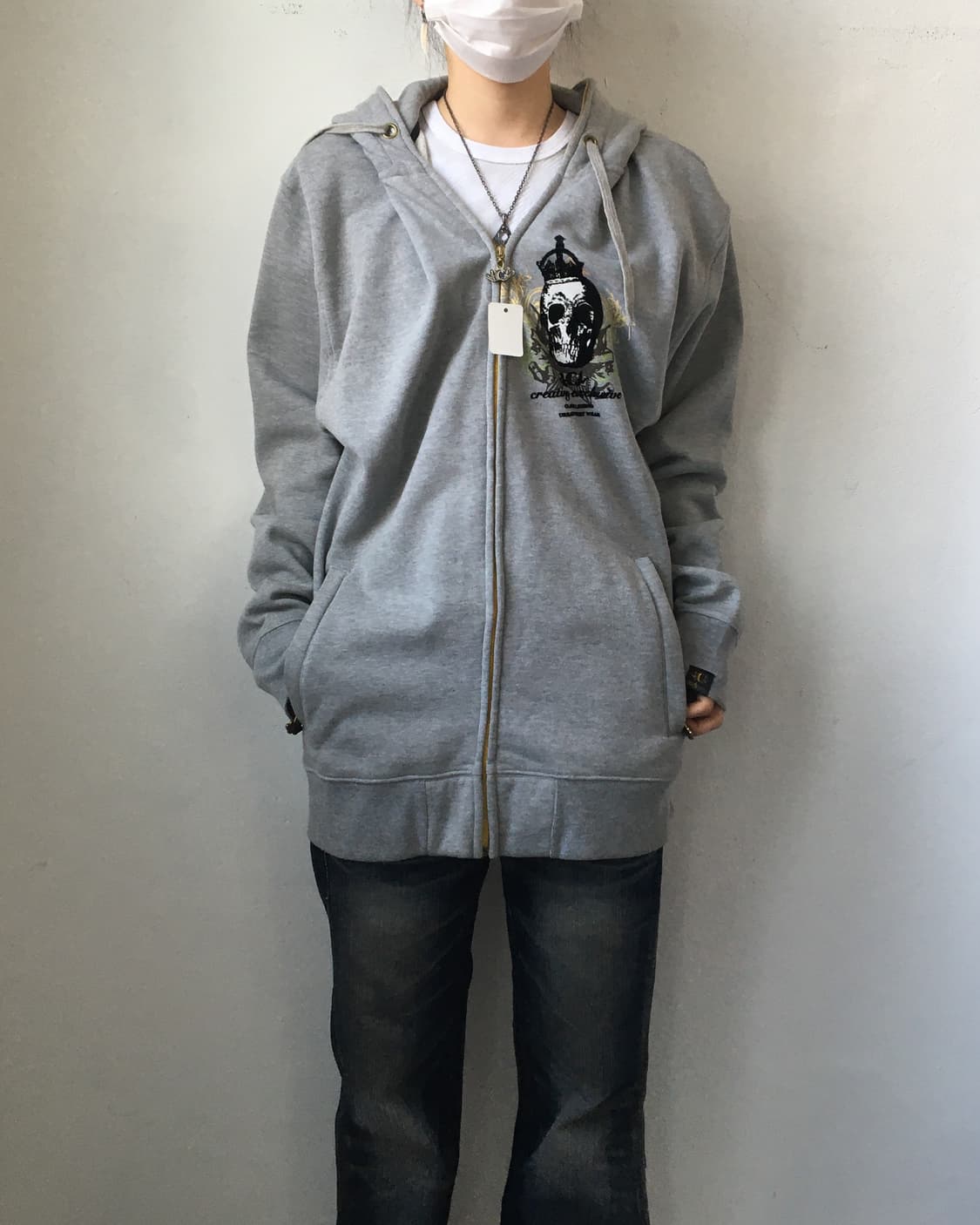 Back skull printing hood zip up 상품이미지6