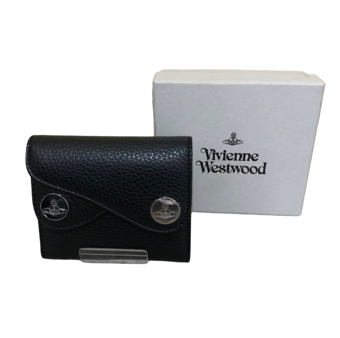 비비안 웨스트우드 아카이브 은장 orb 블랙레더 하프월렛 반지갑 상품이미지1