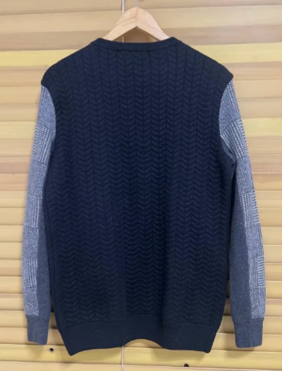 시스템 남성 헤링본체크배색니트티 95 상품이미지3