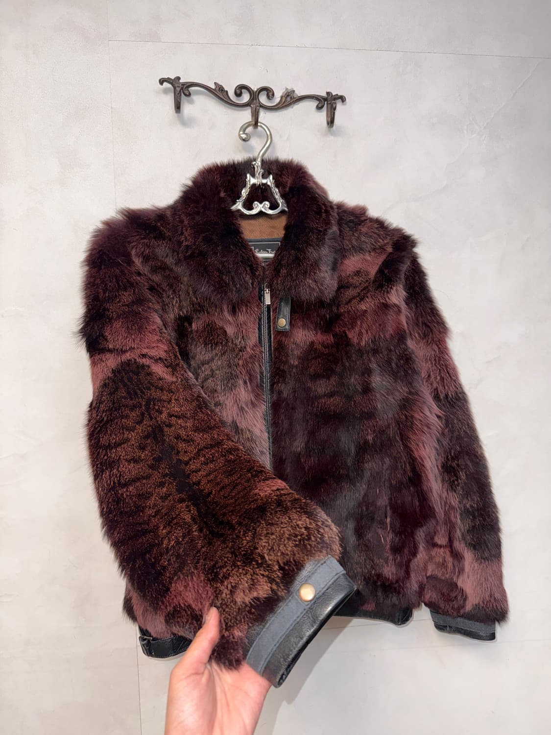 Cherry red animal pattern fur jacket 상품이미지2