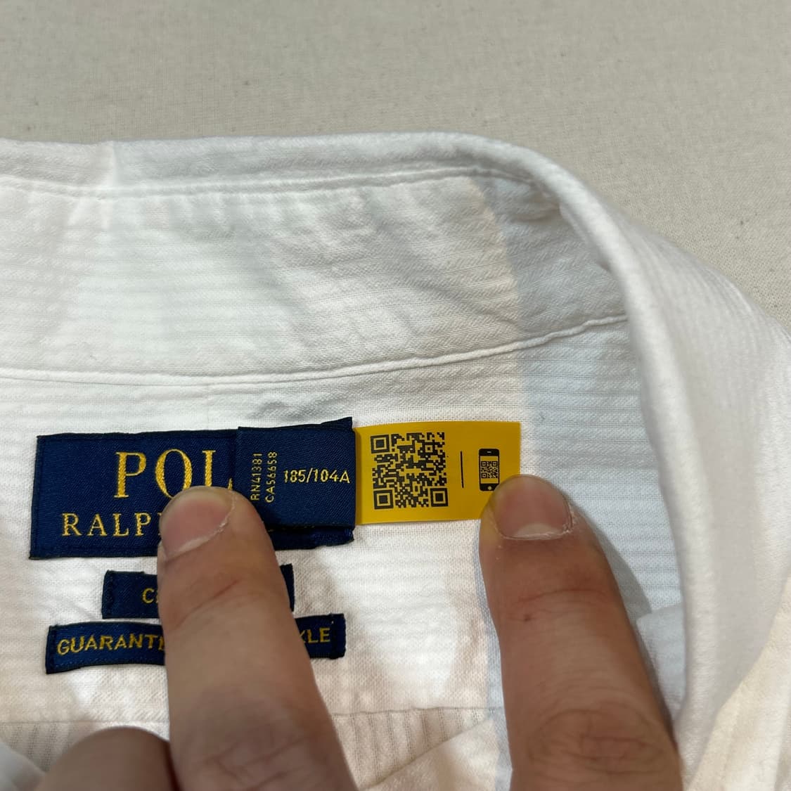 XL) 폴로 랄프로렌 클래식핏 화이트 시어서커 린넨 셔츠 상품이미지8