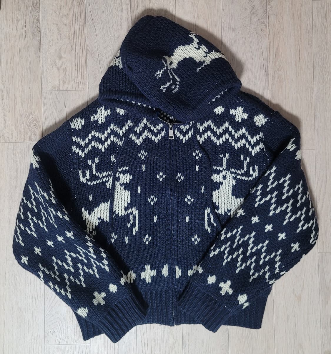 노르딕 후드 니트 집업 상품이미지2