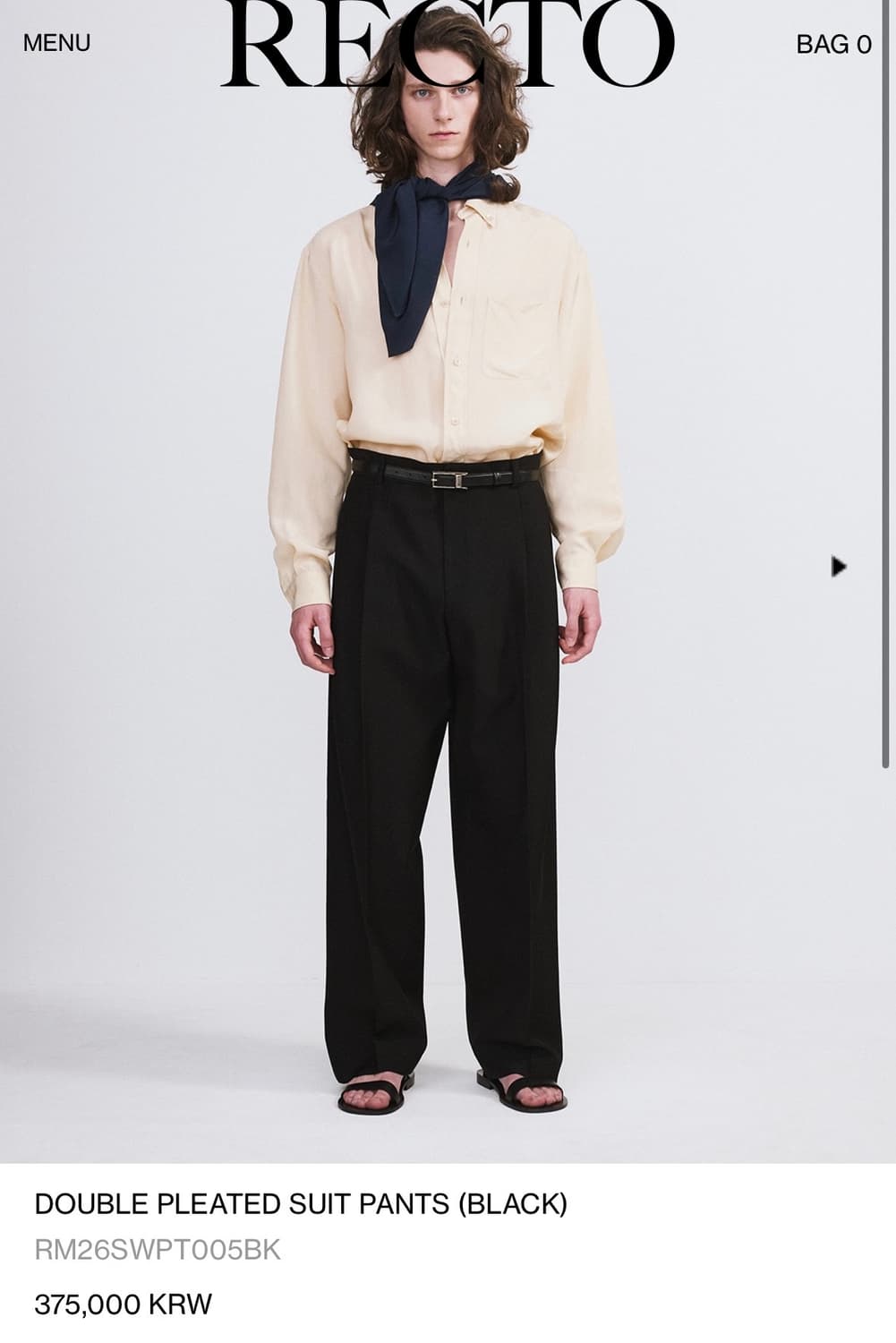 렉토 26ss 더블 플리츠 수트 팬츠 s size 상품이미지1
