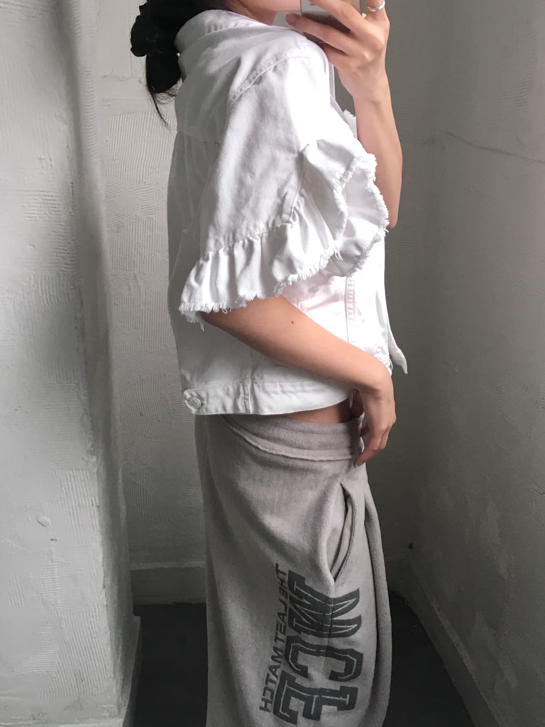 MSGM 엠에스지엠 화이트 퍼프 슬립 크롭 데님 자켓 상품이미지2