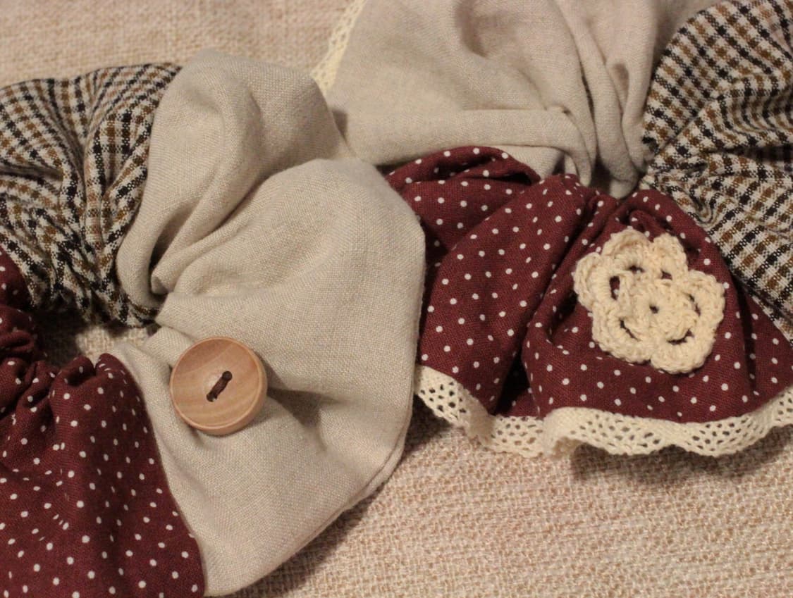 핸드메이드 빈티지 업사이클링 레이스 스크런치 상품이미지9