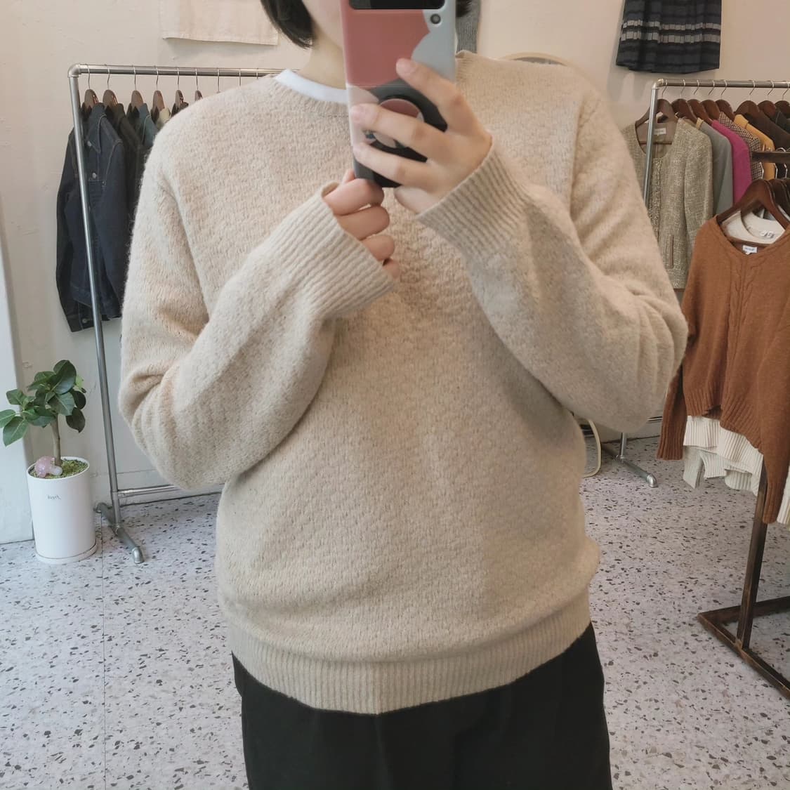 Ciaopanic 브이스티치 오트밀 니트 상품이미지9