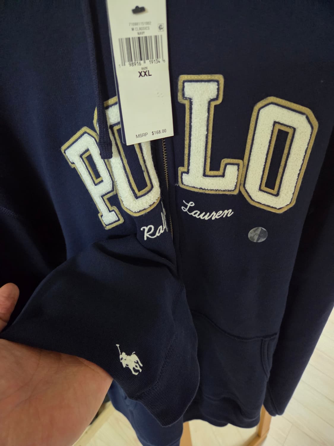 폴로 기모 후드집업 네이비 빅사이즈 새상품 상품이미지3