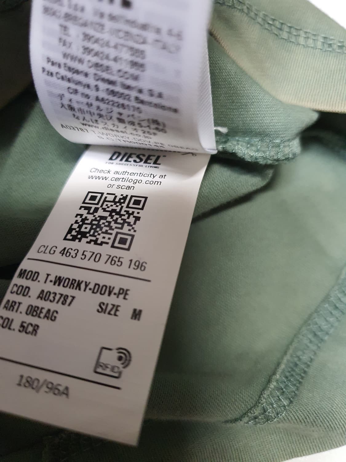 디젤 빈티지 워싱 반팔 티셔츠 새제품  상품이미지6