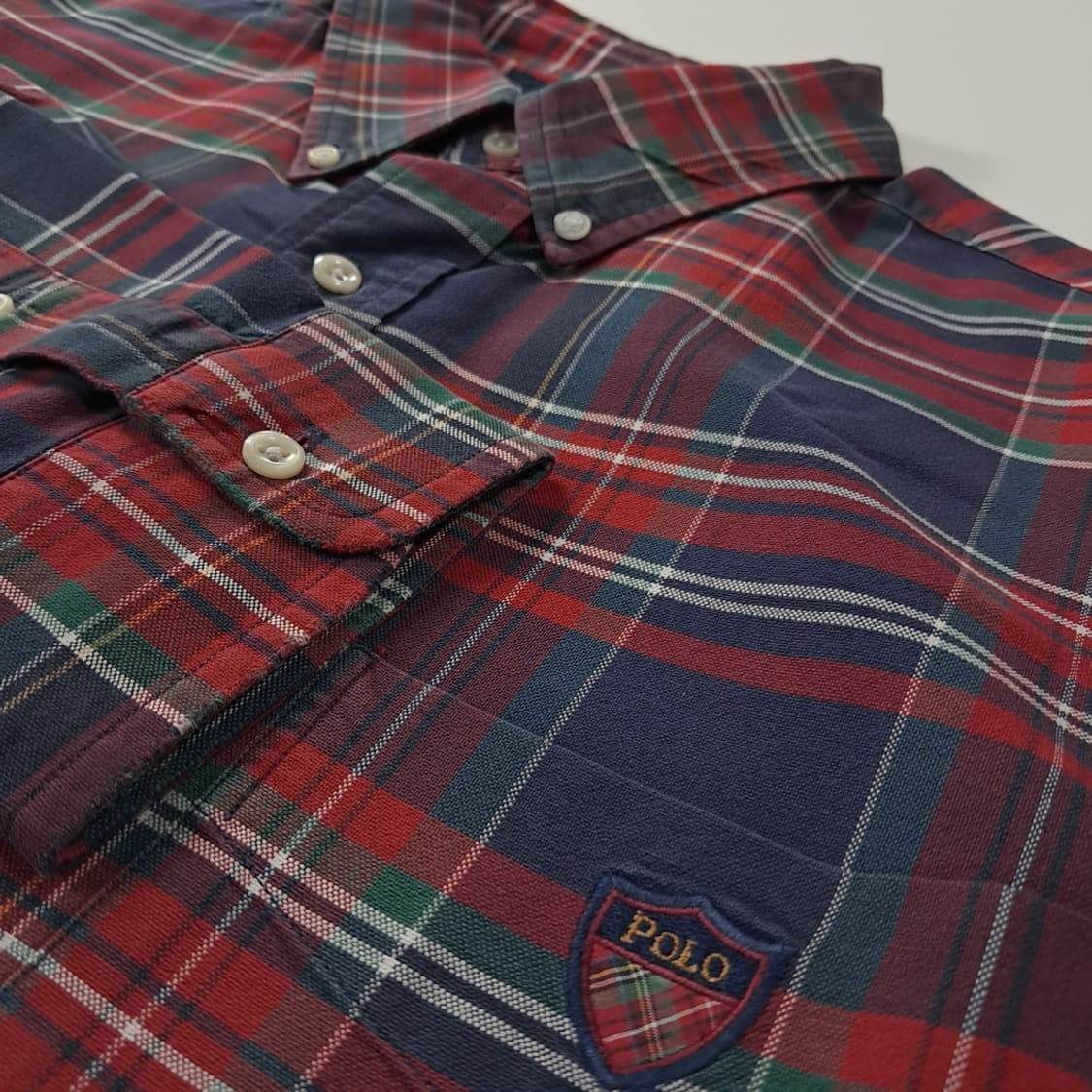 CK318 L 폴로 90s 빅셔츠 클래식 타탄체크 엠블럼 셔츠 남방 상품이미지4
