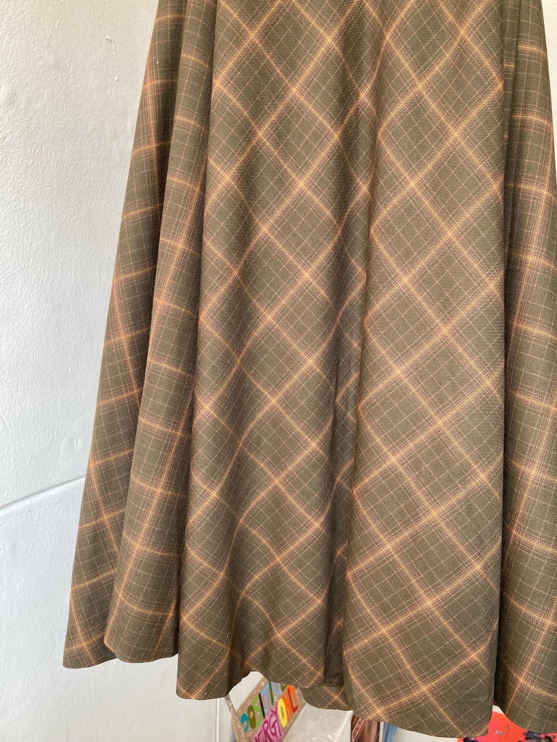 울 브라운 체크 롱스커트 상품이미지7