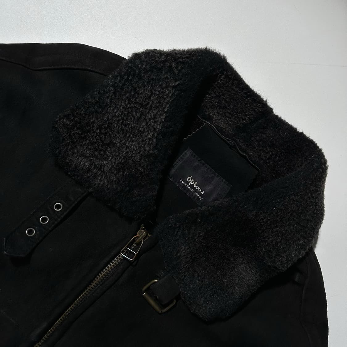 Opt002 램스킨 시어링 무스탕 봄버 자켓 블랙 상품이미지4