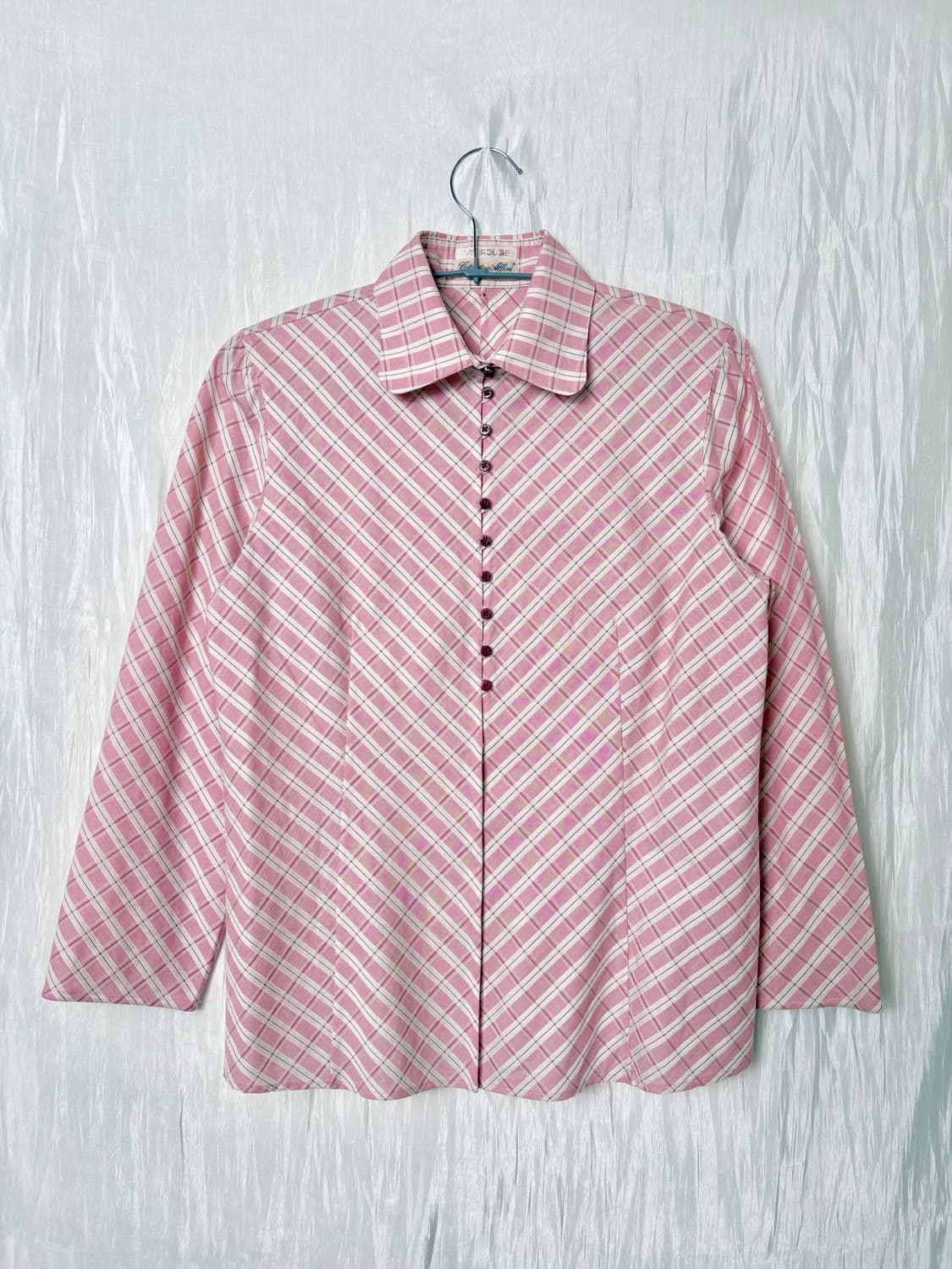 🎀 Rose Check Button Blouse 상품이미지1