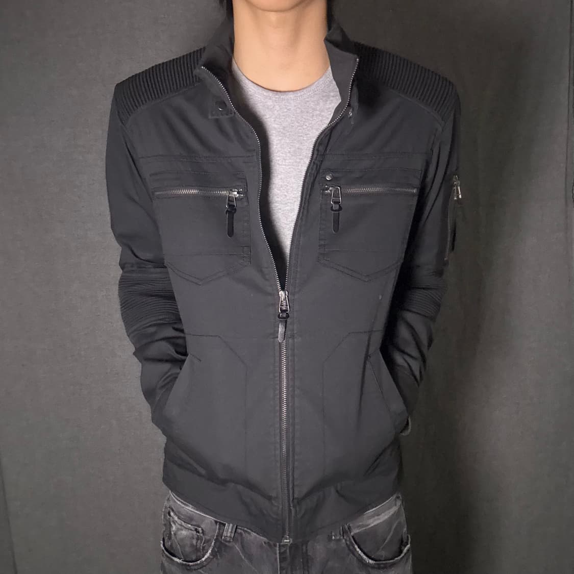 블랙 바이커 자켓 상품이미지2