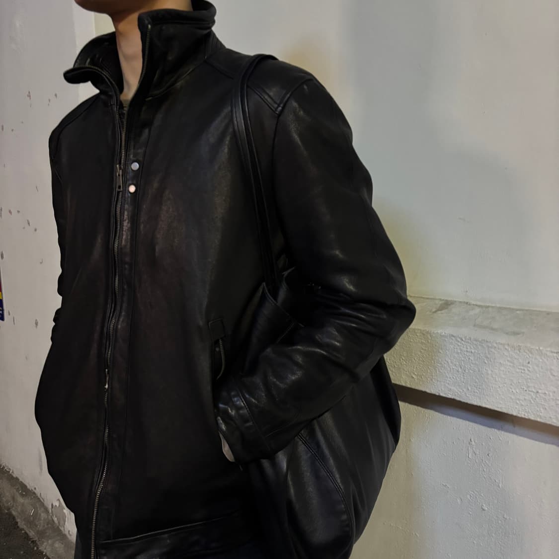 vtg lambskin high neck jacket 상품이미지1