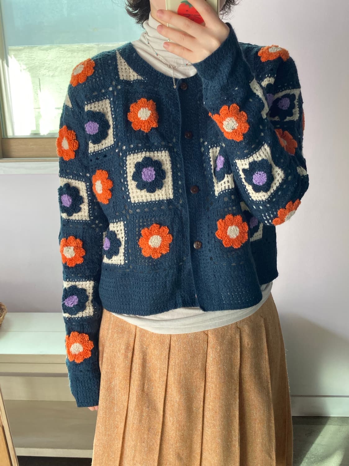 일본진티지) 꽃 뜨개 가디건 상품이미지3