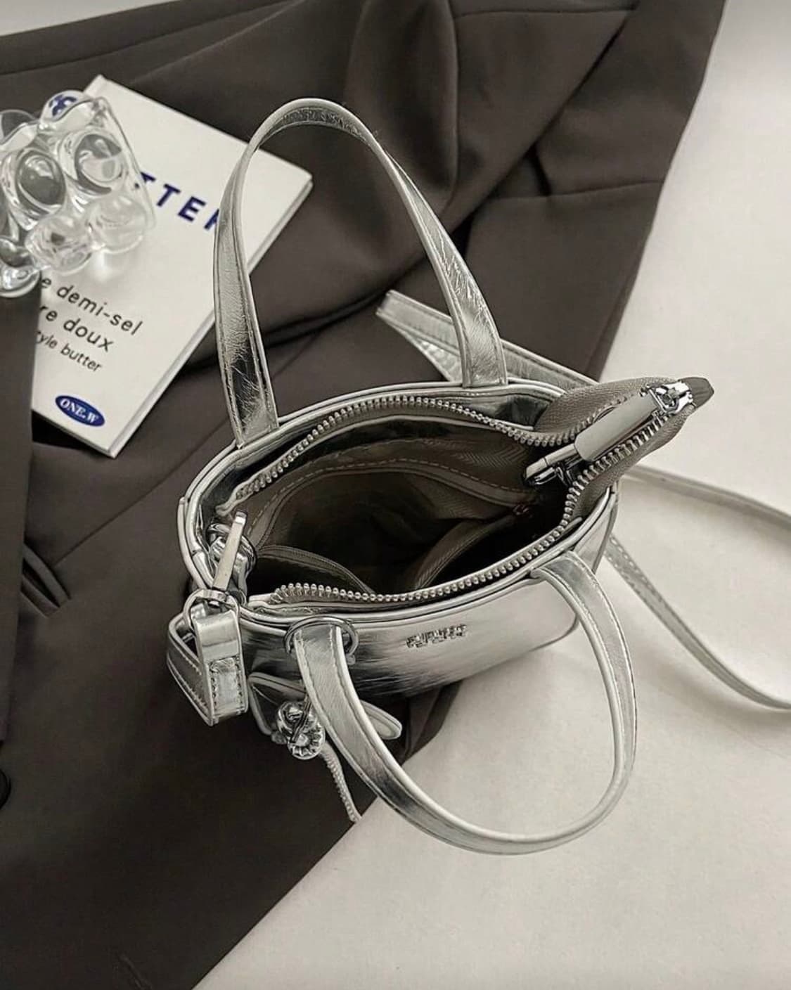 실버 미니 토트백 크로스백 상품이미지3