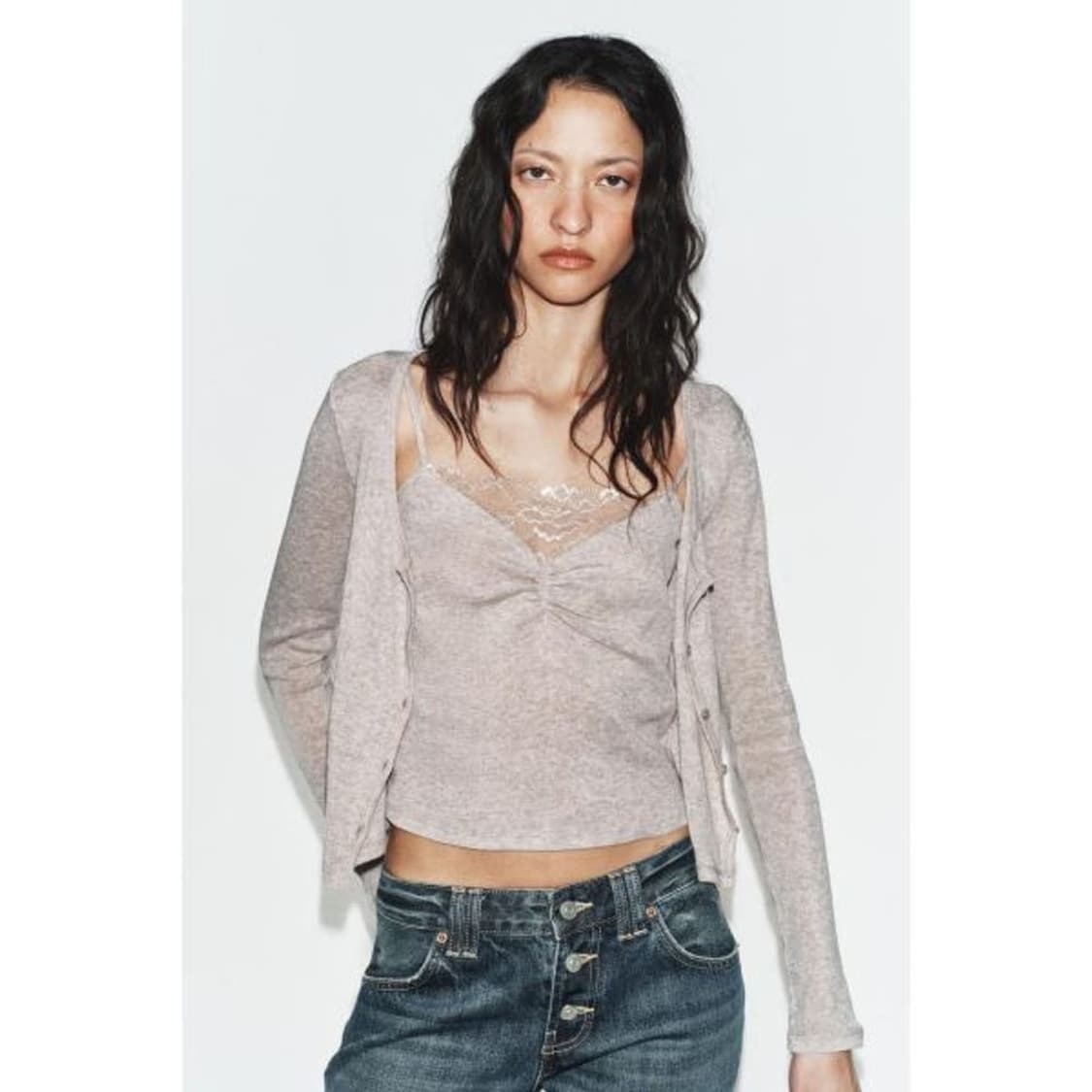 자라 콤비 레이스 재킷 가디건 탑 상품이미지1