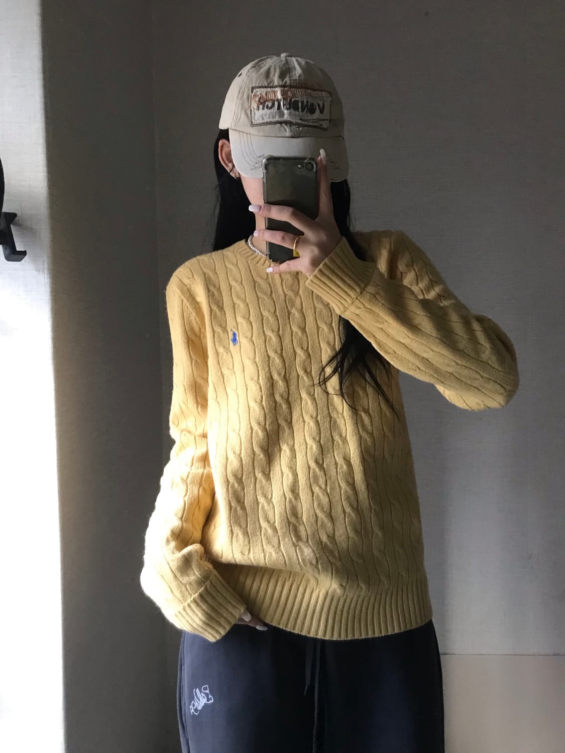 폴로 연노랑 케이블 니트 상품이미지3