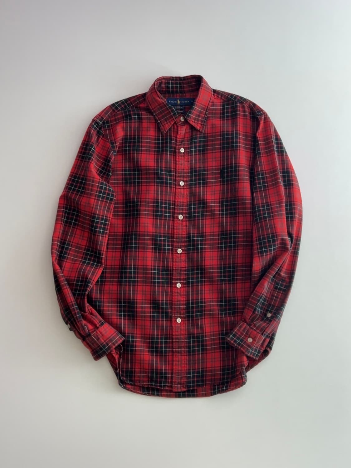 폴로 랄프로렌 레드 클래식 핏 체크 셔츠 M 상품이미지1