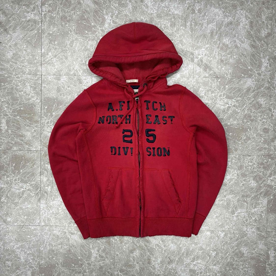 아베크롬비 y2k 올드스쿨 레드 스웻 후드집업 희귀져지(S) 상품이미지2