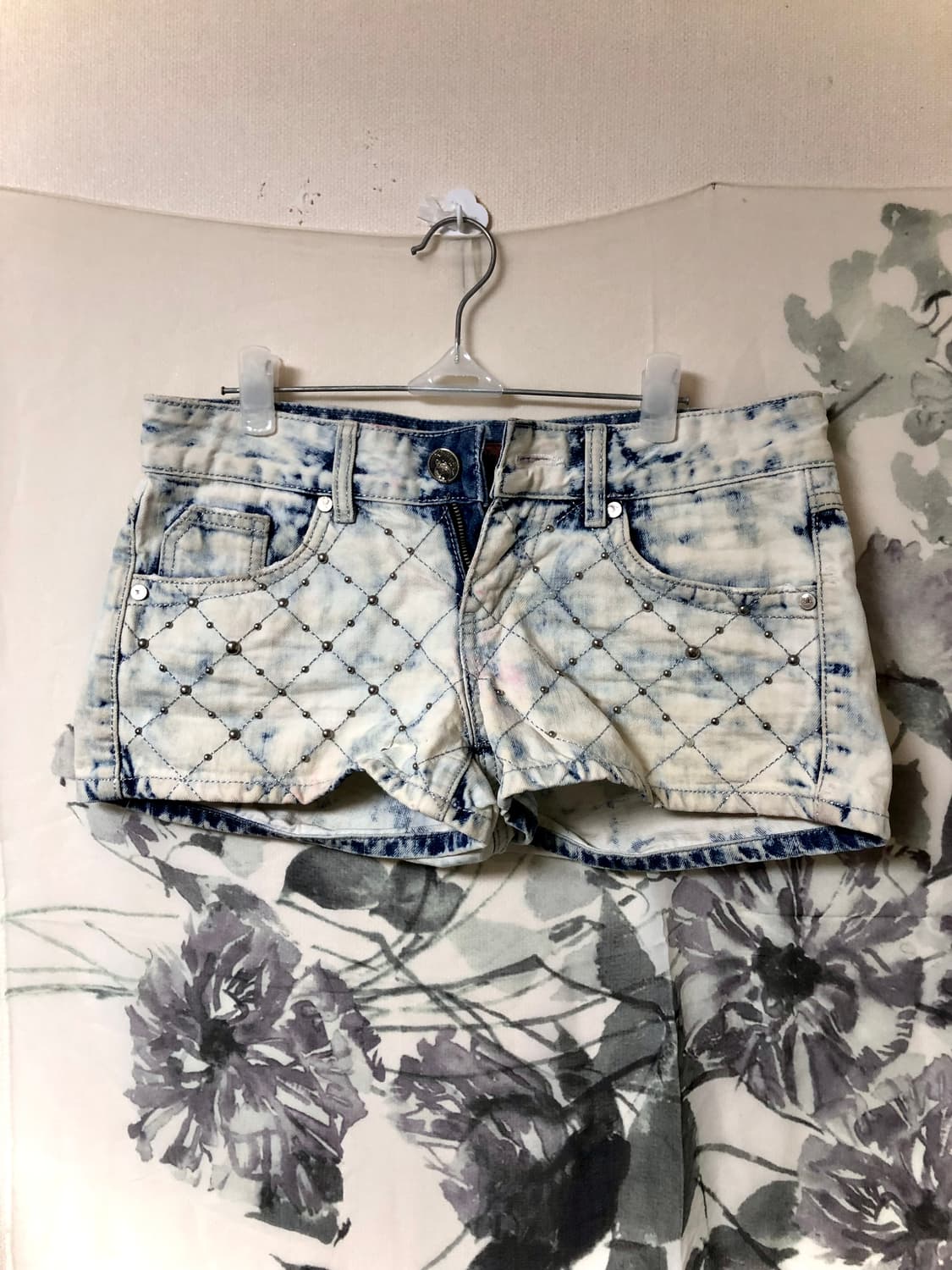 빈티지 스터드 y2k 핫팬츠 청반바지 갸루 하이틴 타이다이 상품이미지3