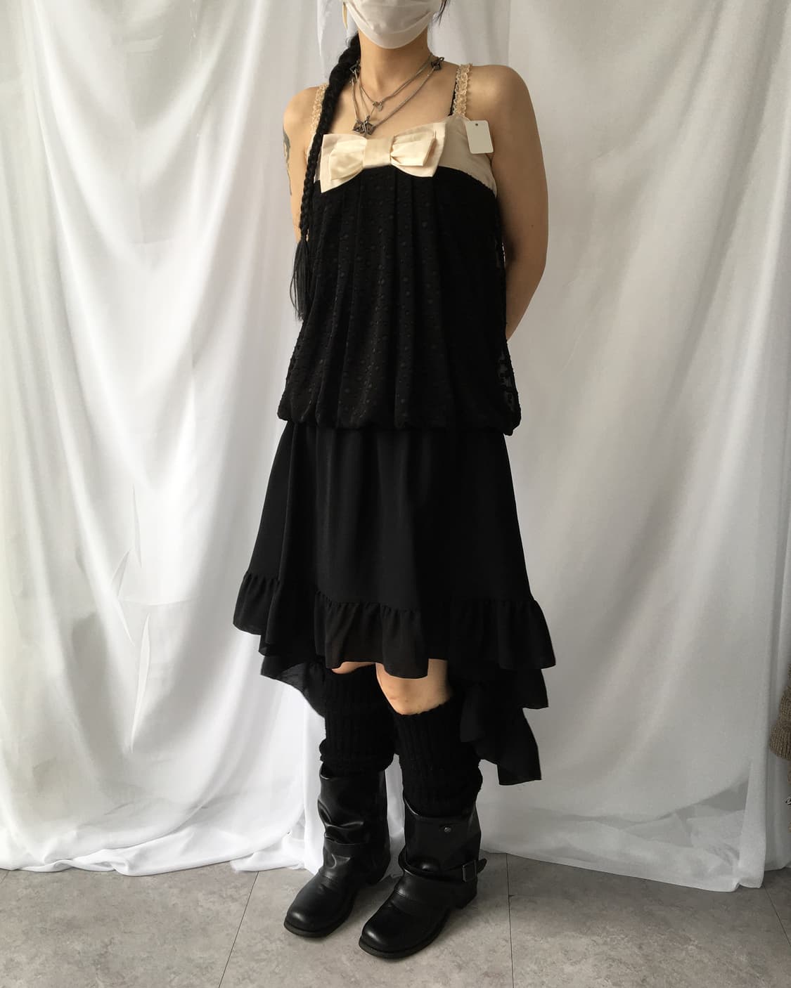 Ribbon trimming unbalanced skirt 상품이미지7