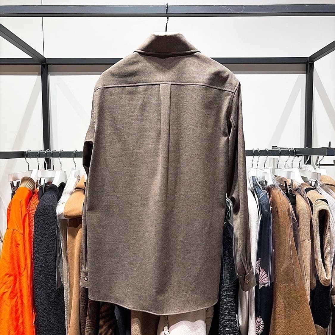 (정품/새상품) 르917 여성 브라운 울 블렌드 스프레드 카라 셔츠 상품이미지3