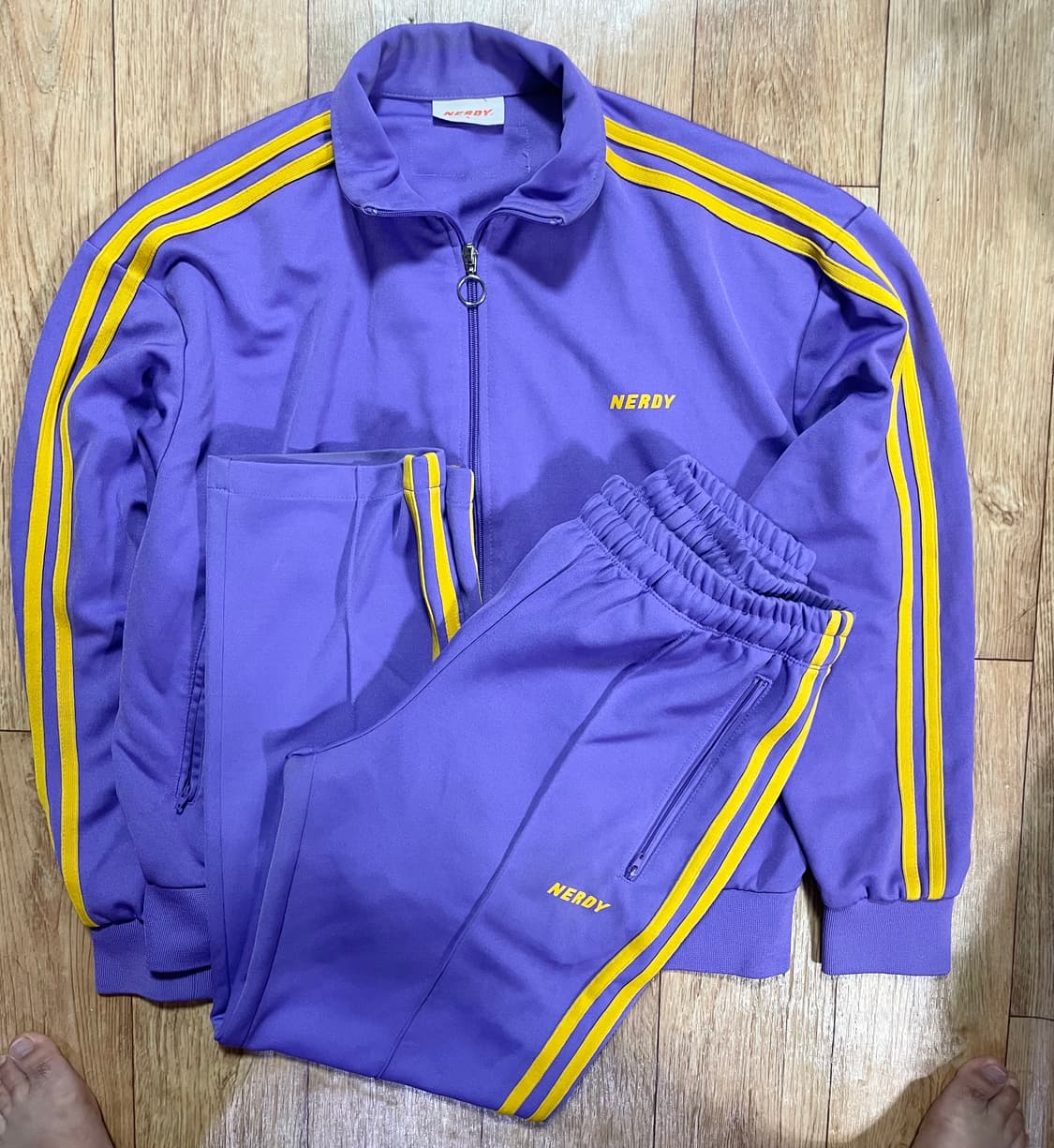 널디 퍼플 보라 트랙탑 져지 팬츠 바지 세트 트레이닝 츄리닝 상품이미지1