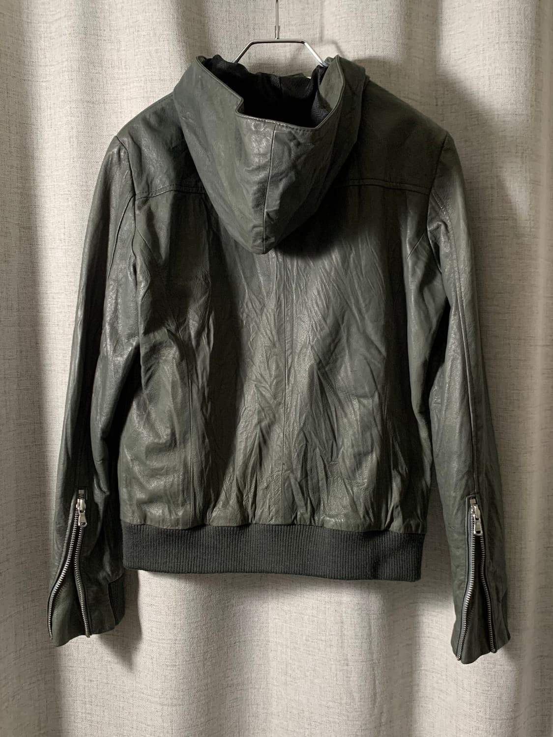 Japanese Vintage 사선 레더 크롭 자켓 상품이미지3