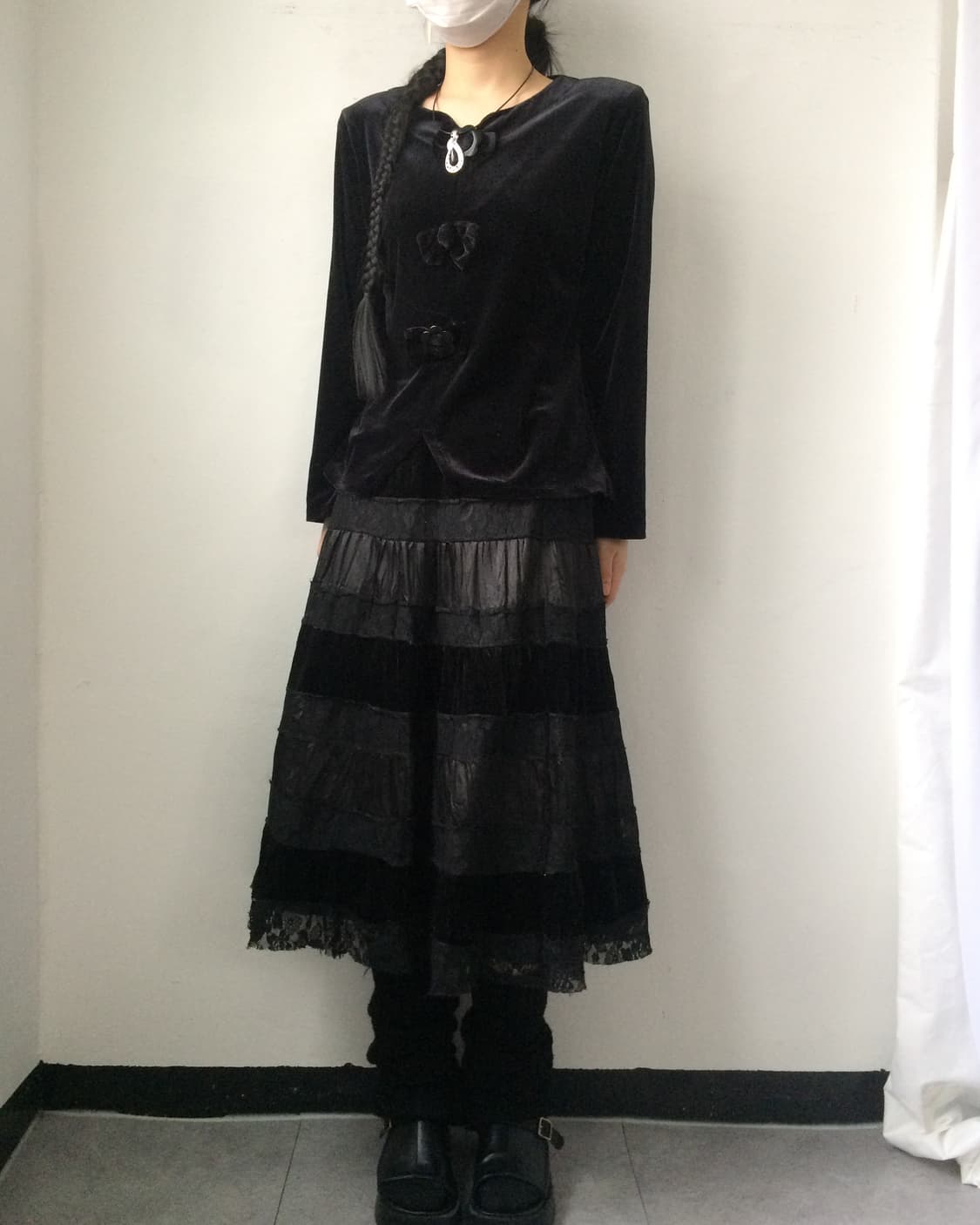 Ribbon point velvet blouse 상품이미지5