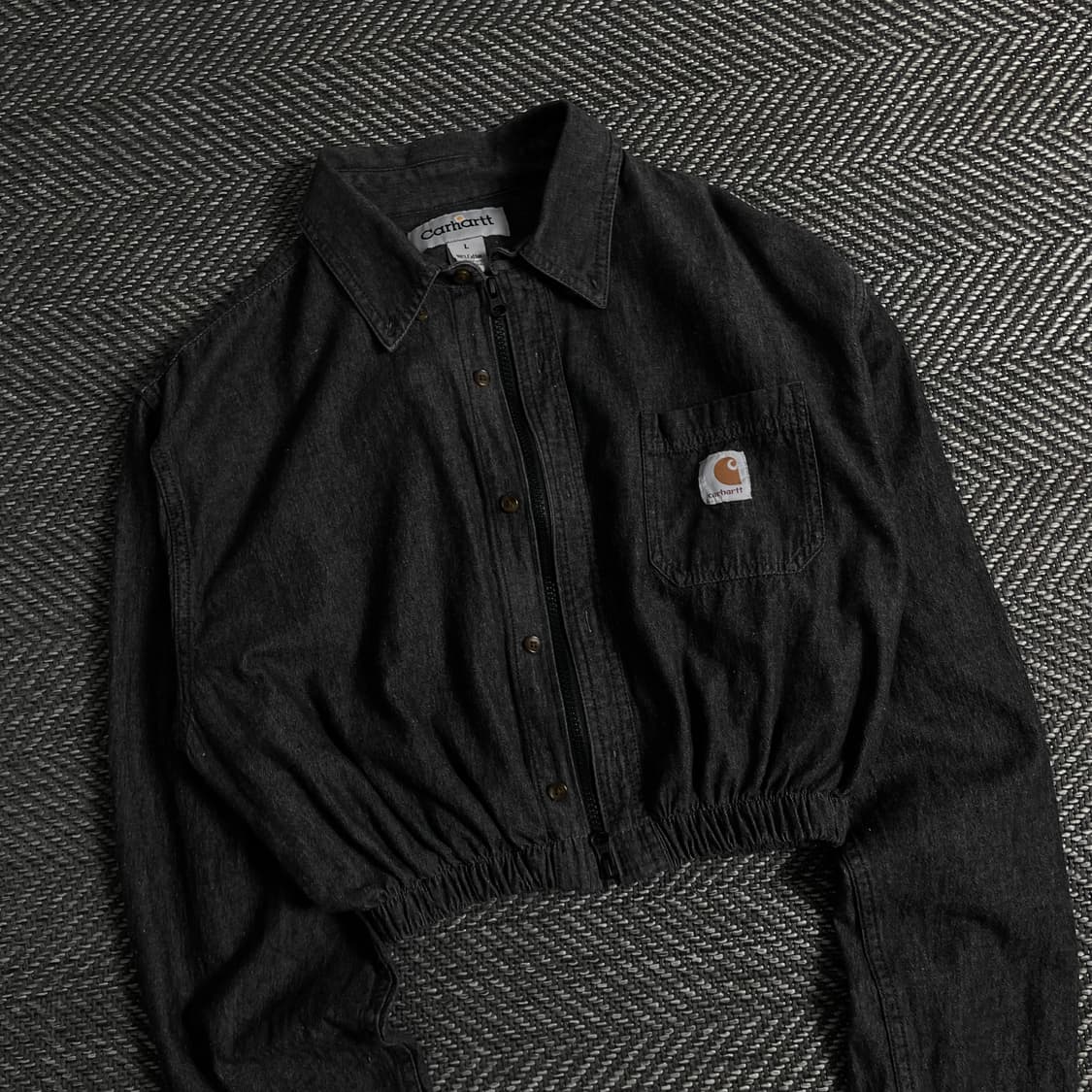 칼하트 크롭 리메이크 흑청 셔츠 자켓o 3550 상품이미지3