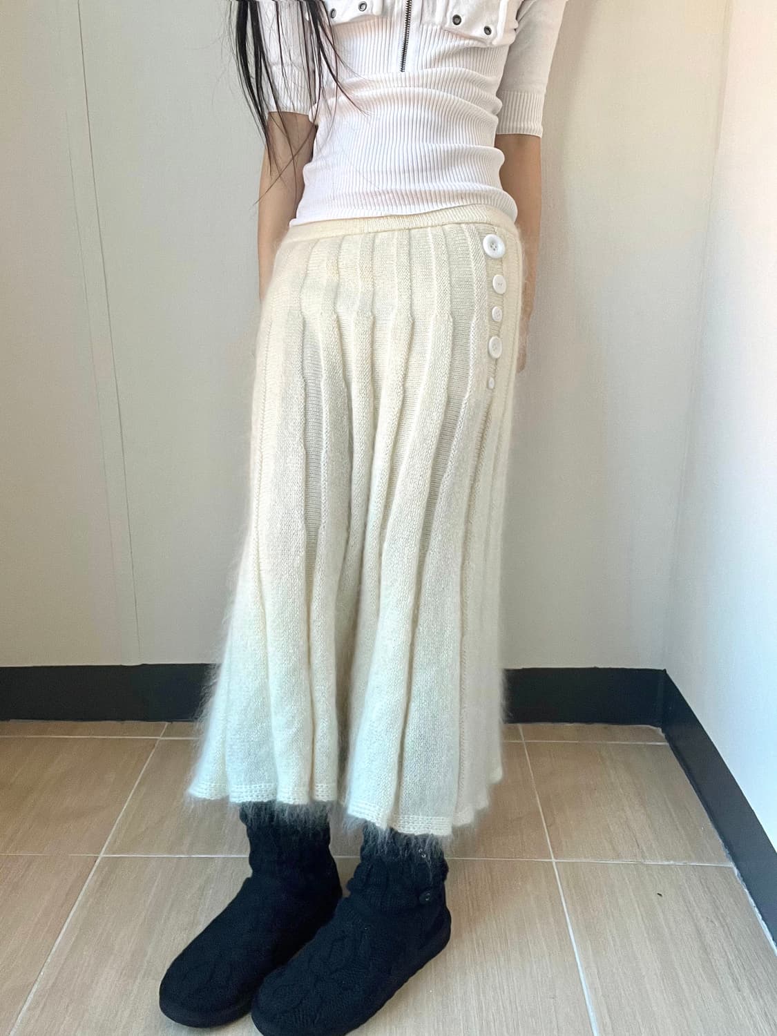 Hairy button knit skirt 상품이미지5