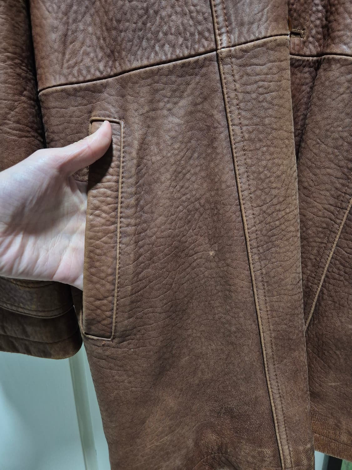 MEKKA 빈티지 브라운 가죽 코트 상품이미지5