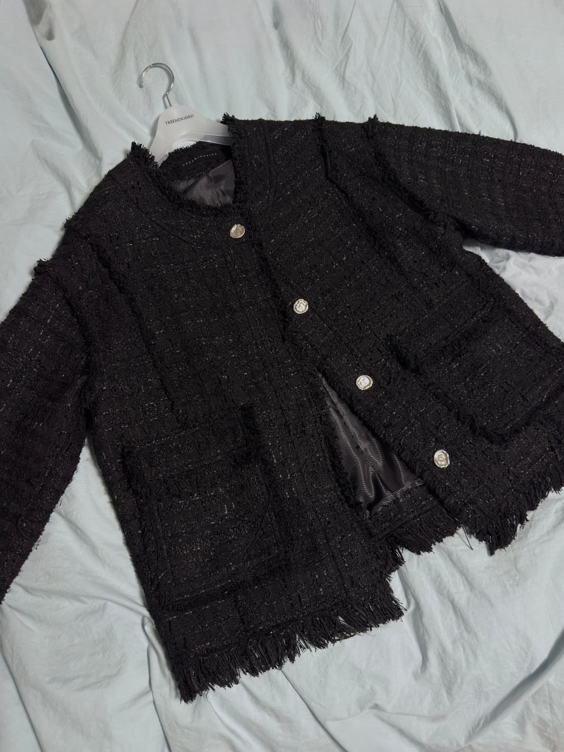 트리밍버드 프레이드 트리밍 트위드 오버핏 자켓 상품이미지1