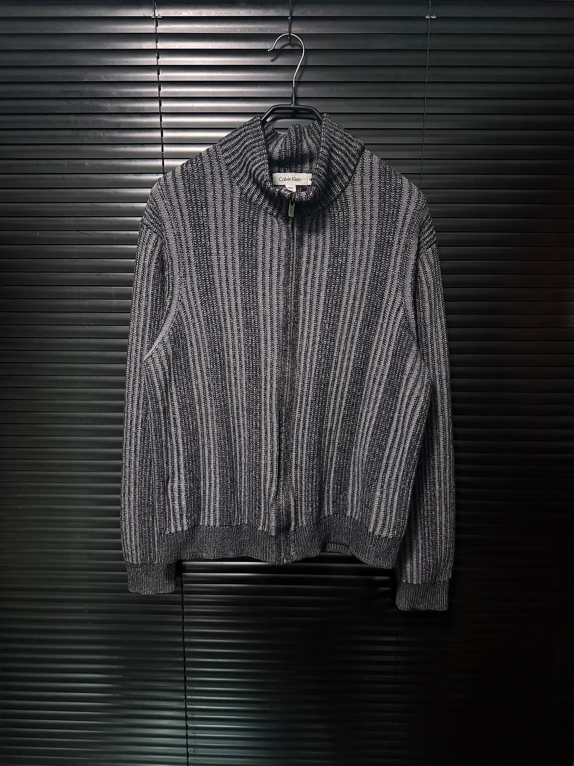 캘빈클라인 ck 니트 스웨터 집업 차콜 블랙 고스 펑크 락 시크 M 95 상품이미지3